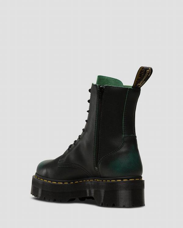 Dr Martens Dámské Boty Na Platformě Jadon Vintage Zelene, CZ-371805